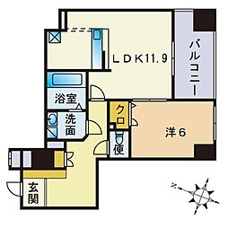 S-FORT警固タワー 1LDKの間取図画像