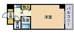 アークヒルズ南天神 1Kの間取図画像
