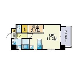 ウインステージ天神南 1LDKの間取図画像