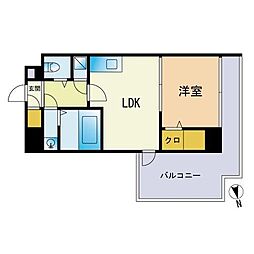 エスティメゾン薬院 1DKの間取図画像
