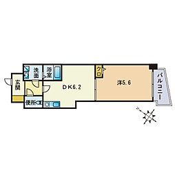エムロード平尾 1DKの間取図画像