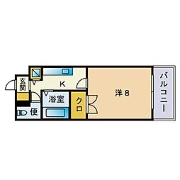 リンデン平尾 1Kの間取図画像