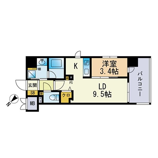 ウェルブライト美野島 401｜福岡県福岡市博多区美野島２丁目(賃貸マンション1LDK・4階・32.61㎡)の写真 その2