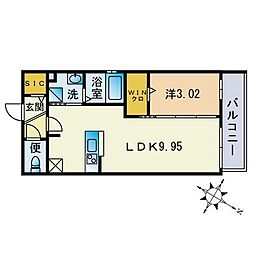 フォルモサ美野島 5階1LDKの間取り