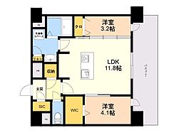 エンクレスト博多ブライト 2LDKの間取図画像