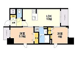 エンクレスト博多EXCEED 2LDKの間取図画像