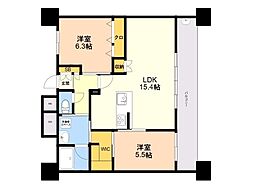 エンクレスト博多EXCEED 2LDKの間取図画像