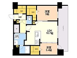 エンクレスト博多PARKSIDE 2LDKの間取図画像