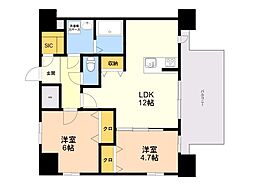 福岡市博多区美野島1丁目マンション 2LDKの間取図画像