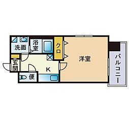 エンクレスト博多駅前3 1Kの間取図画像