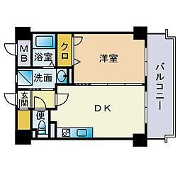 ローヤルマンション博多駅前 1DKの間取図画像