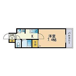 アイセレブ祇園 1Kの間取図画像