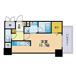 ウェルブライト博多ステーション ワンルームの間取図画像