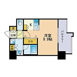 エンクレスト博多THETIME ワンルームの間取図画像