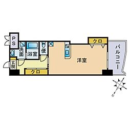 ロイヤルリバービュー ワンルームの間取図画像