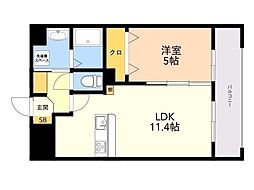 LIBTH博多駅南2 1LDKの間取図画像