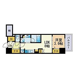 ウェルブライト博多ステーション 1DKの間取図画像