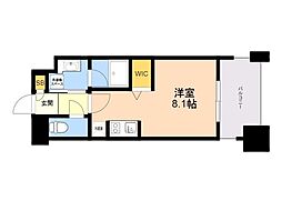 エンクレスト博多RIVERSIDE ワンルームの間取図画像