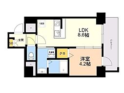 メゾン・ド・リエール博多 1LDKの間取図画像