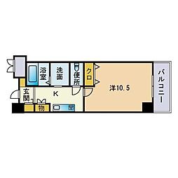 メープル博多倶楽部 1Kの間取図画像