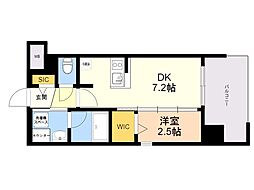 グランフォアハカタマークプレイス 1DKの間取図画像