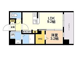 LIBTH博多住吉PREMIER 1LDKの間取図画像