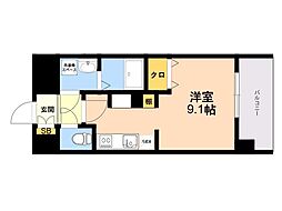LIBTH博多住吉PREMIER ワンルームの間取図画像
