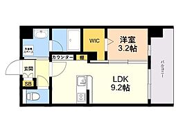 LIBTH博多住吉PREMIER 1LDKの間取図画像