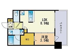 エンクレスト博多プレミア 1LDKの間取図画像