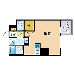エンクレスト博多ハーモニー 1Kの間取図画像