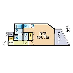 レジディア博多 ワンルームの間取図画像