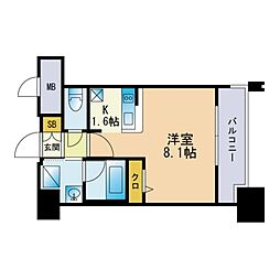 エンクレスト博多 ワンルームの間取図画像