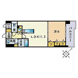 レジデンス博多 1LDKの間取図画像
