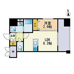 アルティザ博多駅前 1LDKの間取図画像