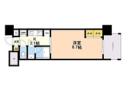 RJRプレシア博多パークレジデンス 1Kの間取図画像