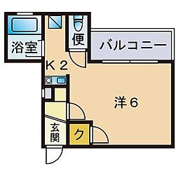 エンブレム槐 1Kの間取図画像