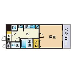 ピュアドームエクサイト博多 1Kの間取図画像