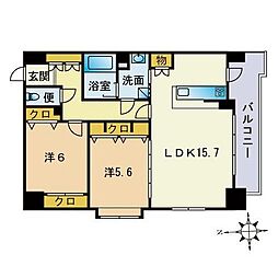 レジデンス博多 2LDKの間取図画像