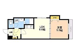 エース五番館 1LDKの間取図画像