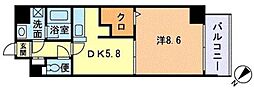リバーフェイス博多 1DKの間取図画像