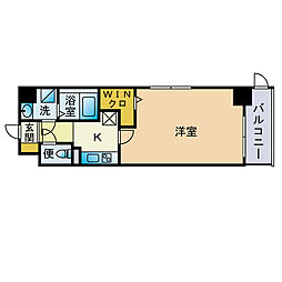 ＬＵＸＣＡＳ　ＦＵＫＵＯＫＡ　ＥＡＳＴ 6階1Kの間取り