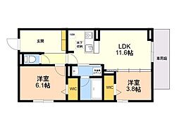 Pure Wind Garden B棟 2LDKの間取図画像