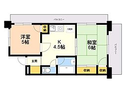 ダイナコート県庁前 2DKの間取図画像