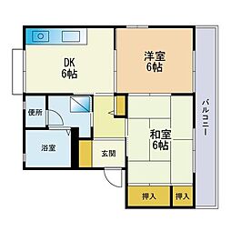 グリーンコーポ 2DKの間取図画像