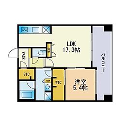 エンクレスト博多イーストパーク 1LDKの間取図画像