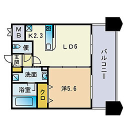 ベイサージュ箱崎 1LDKの間取図画像