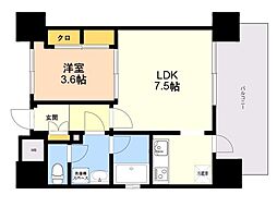 リアンシエルブルー東公園 2Kの間取図画像