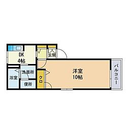 ラ・クール箱崎2A 1DKの間取図画像