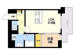 KL箱崎 1LDKの間取図画像