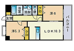 ブリアール矢部与 2LDKの間取図画像